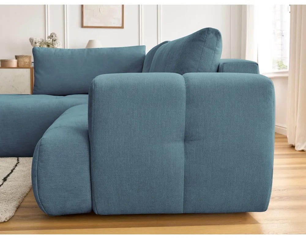 Modrá rozkladacia/s úložným priestorom rohová pohovka (ľavý roh/do L) Fuji – Bobochic Paris