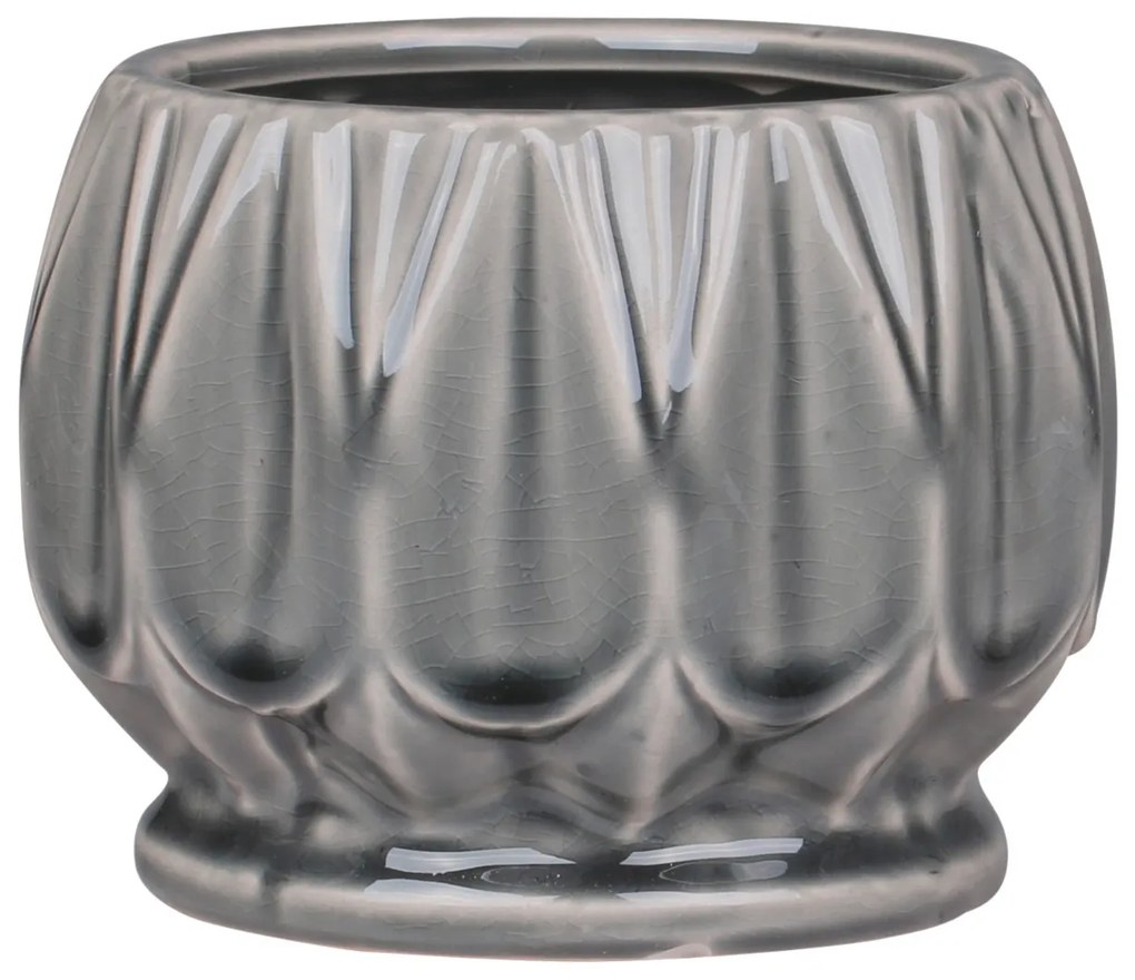 Šedý antik keramický obal na kvetináč so vzorom Alsace S -  Ø 13*10cm