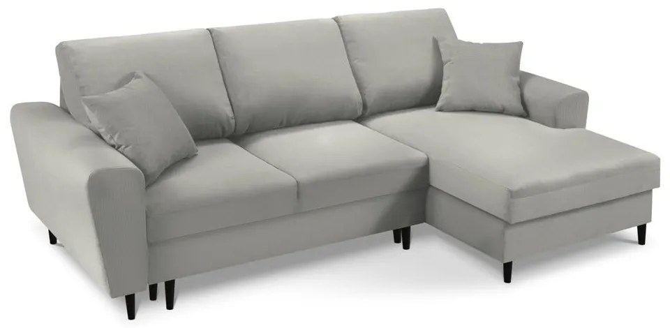 Svetlosivá menčestrová rozkladacia/s úložným priestorom rohová pohovka (pravý roh/s leňoškou) Kyoto – Cosmopolitan Design