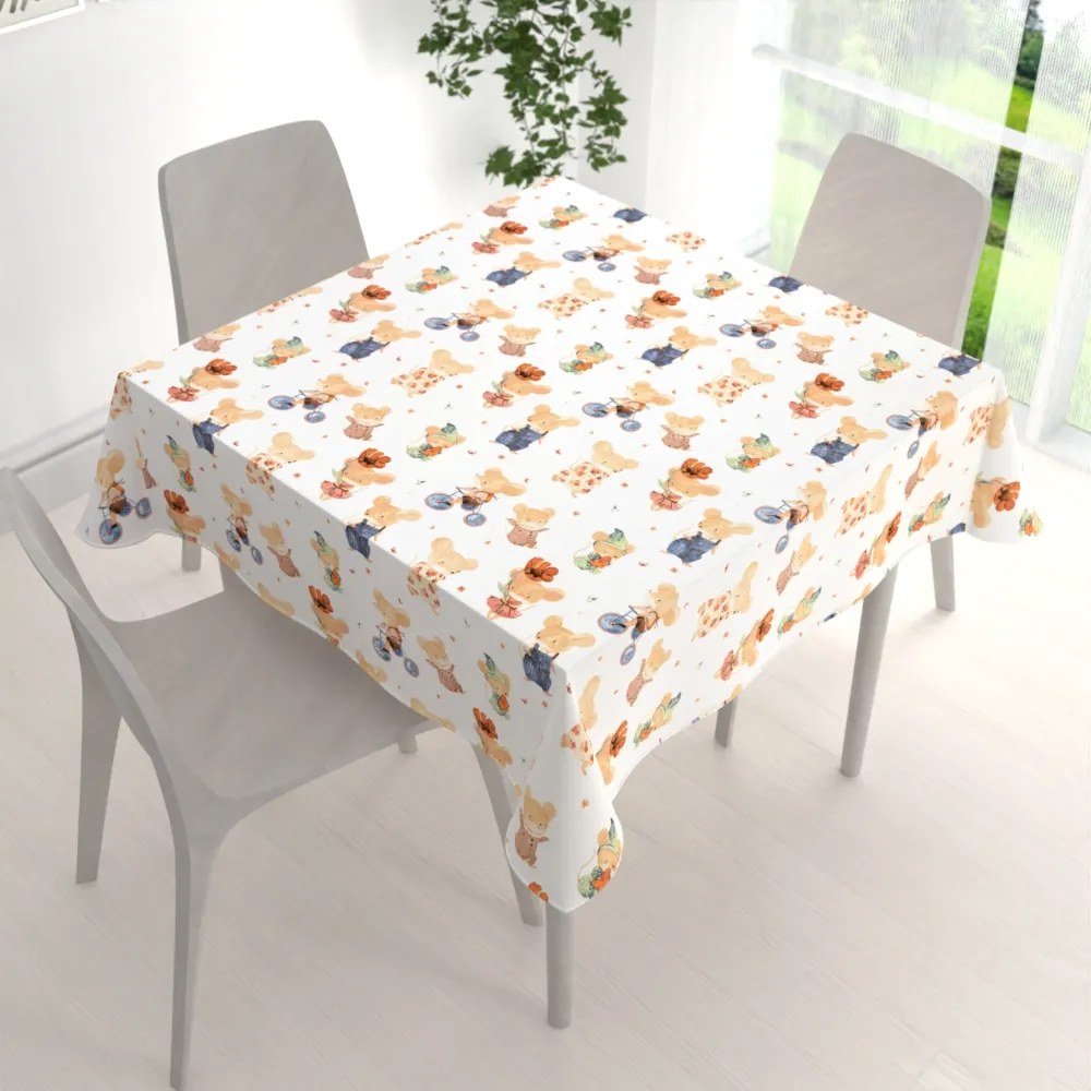 Biante Detský bavlnený štvorcový obrus Sandra SA-611 Hravé myšky na bielom 60x60 cm