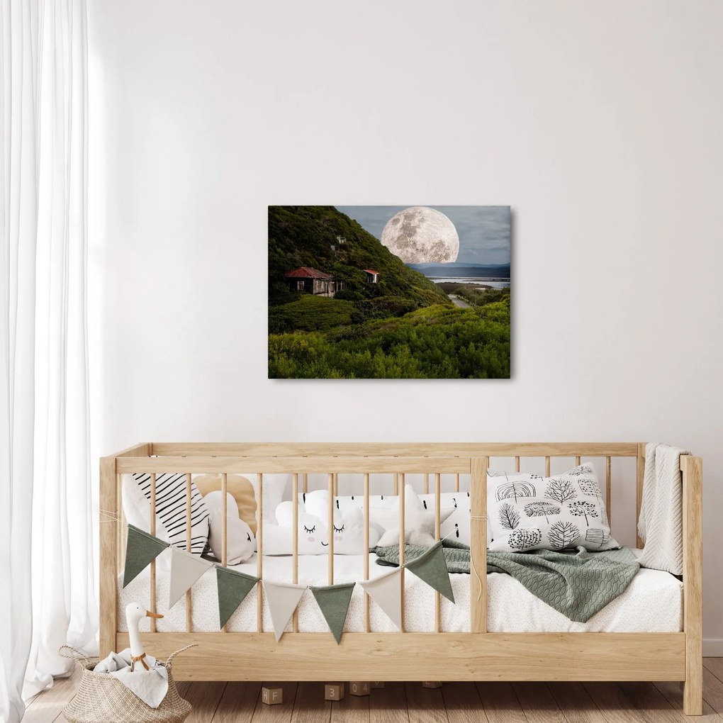 Obraz krajiny s mesiacom (70x50 cm)