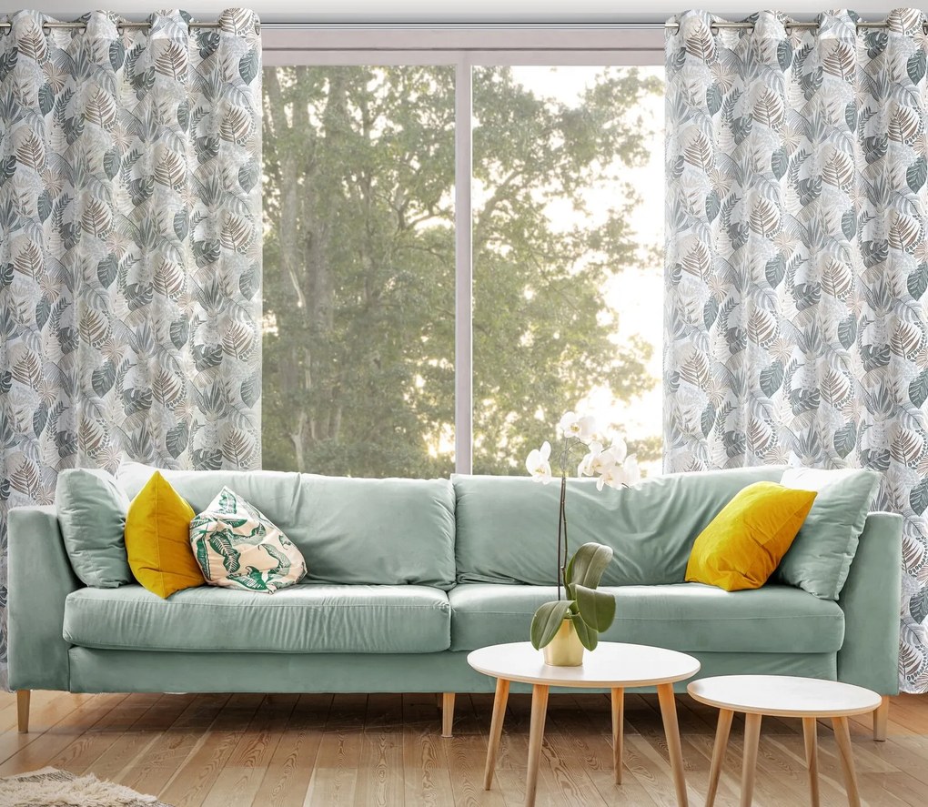 ZÁVES NA KRÚŽKOCH AMELA 150X250 CM LISTY