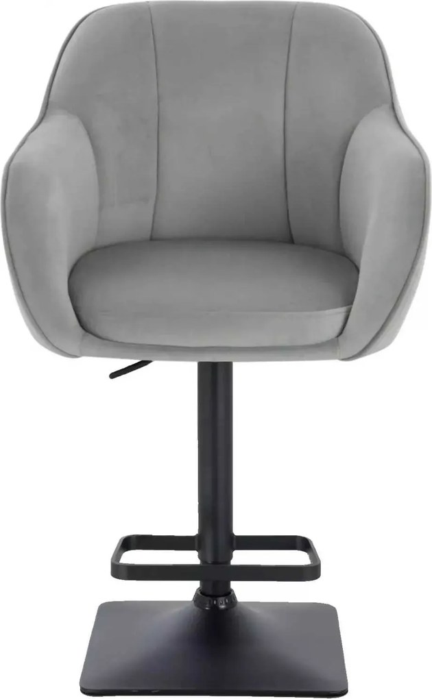 LuxuryForm DESIGN Barová stolička AVOLA VELUR na čiernej hranatej podstave - svetlo šedá