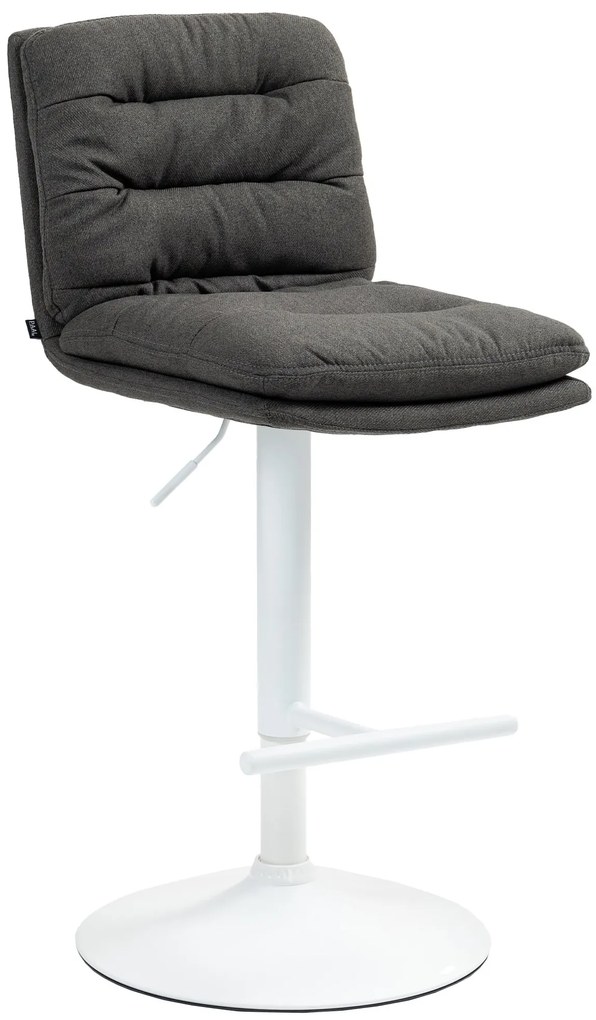 Barová stolička Damar - látka, biely rám - tmavošedá