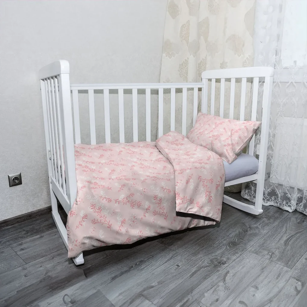Sablio Mikroplyšové detské obliečky do postieľky Ružové rastliny - 120x90 / 40x60