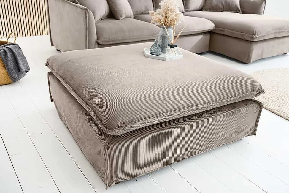 Dizajnový taburet Heaven greige menčester 100cm