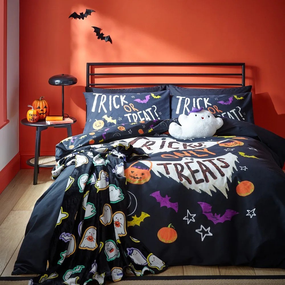 Čierne obliečky na jednolôžko 135x200 cm Halloween Trick or Treat – Catherine Lansfield