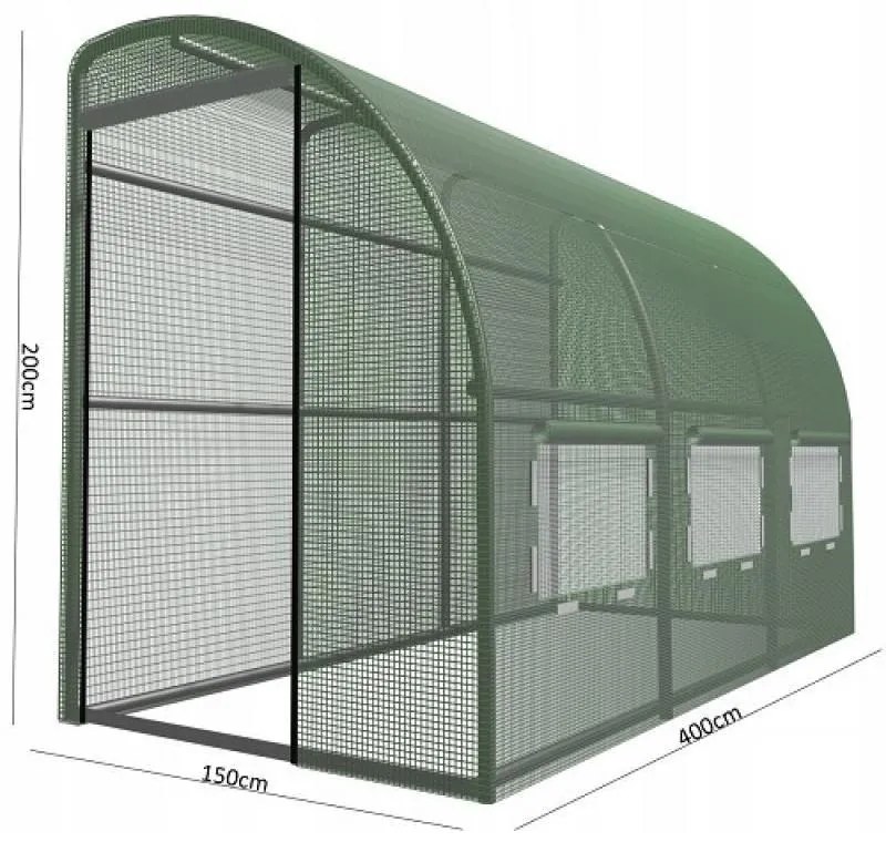 Záhradný fóliovník s rozmermi 4 x 1,5 x 2 m - polovičný