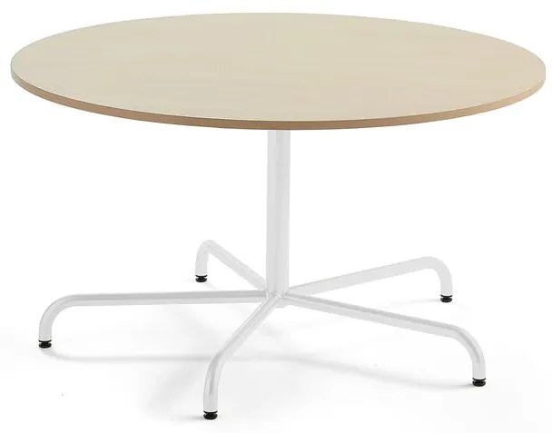 Stôl PLURAL, Ø 1300x720 mm, HPL - breza, biela