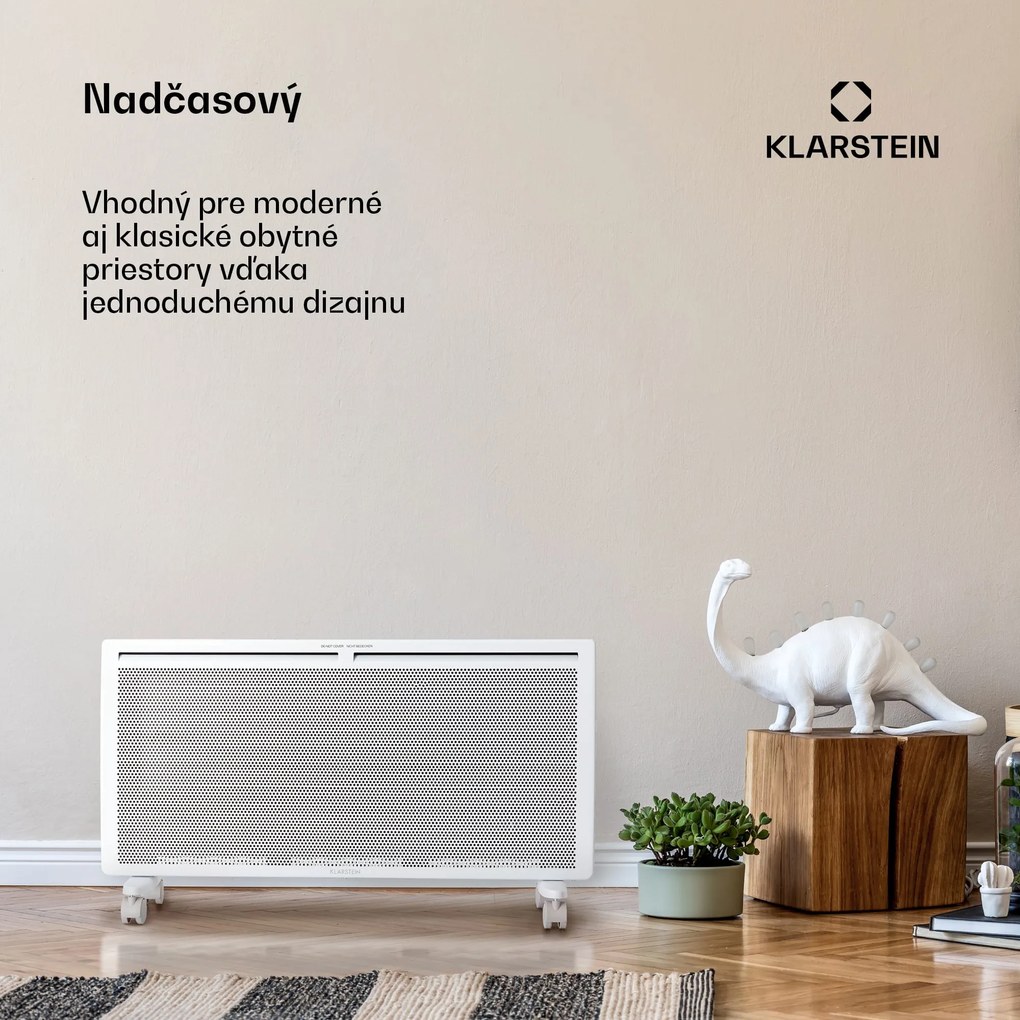 Klarstein Hot Spot Slimcurve Double Wave, konvektor, ohrievač 2 v 1, 2000 W, týždenný časovač, biely