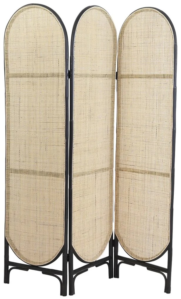 Prírodne-čierny bambusový paraván Herwin black - 150 * 180 cm