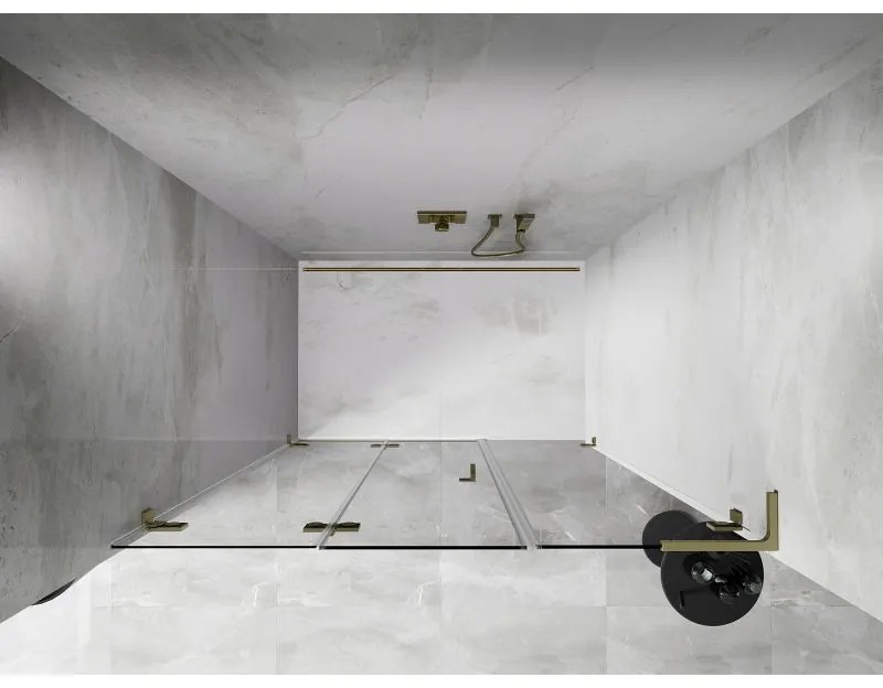 Mexen Lunar-F, L skladacie ľavé sprchové dvere 125 cm, 8mm číre sklo, zlatý matný profil, 836SL-125-050-55-00-L