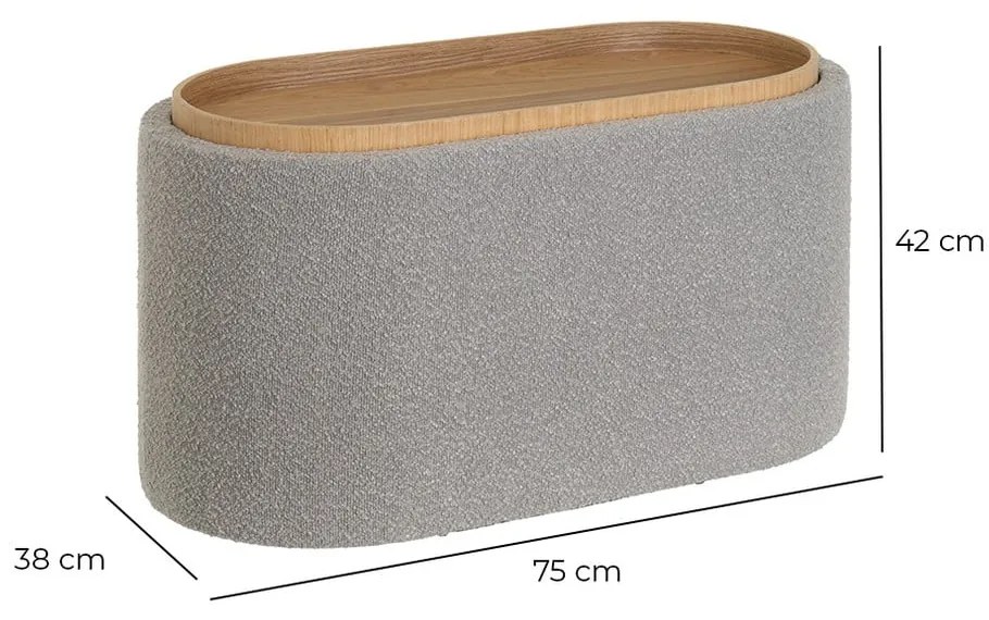 Svetlosivý taburet z textílie buklé – Casa Selección