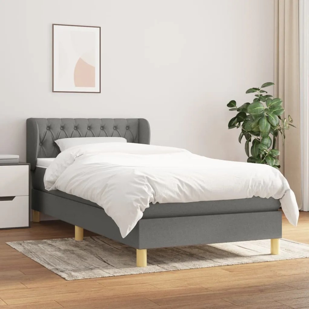 Boxspring posteľ s matracom tmavosivá 100x200 cm látka 3127022