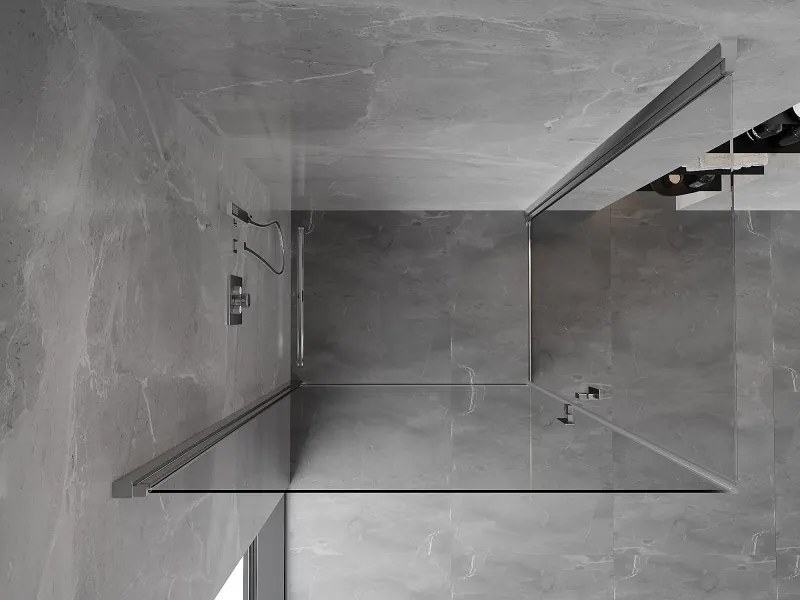 Mexen Mist-B Duo, 2-krídlový výklopný sprchový kút 100 x 70 cm, číre sklo, chrómový profil, 8A2-100-070-01-00
