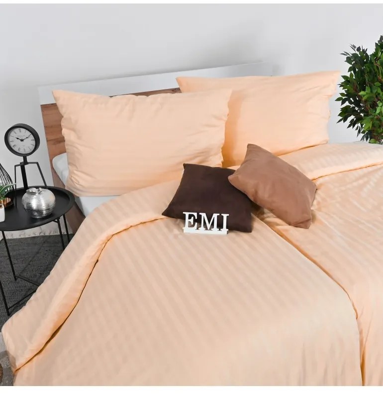 Obliečky damaškové broskyňové EMI, Štandardný set jednolôžko obsahuje 1x 140x200 + 1x 70x90