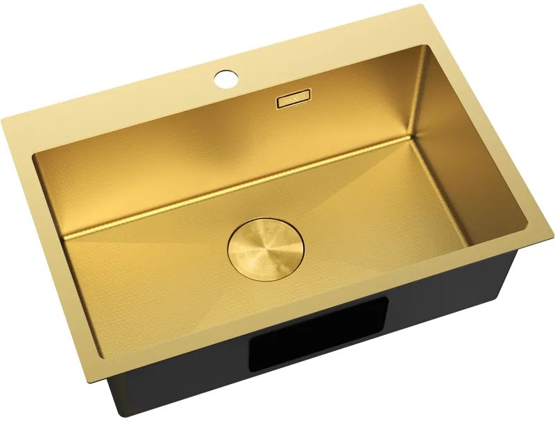 Mexen Solix, 1-komorový nerezový drez 650 x 450 mm, brúsená zlatá, vzor voština, 6403651000-55HC