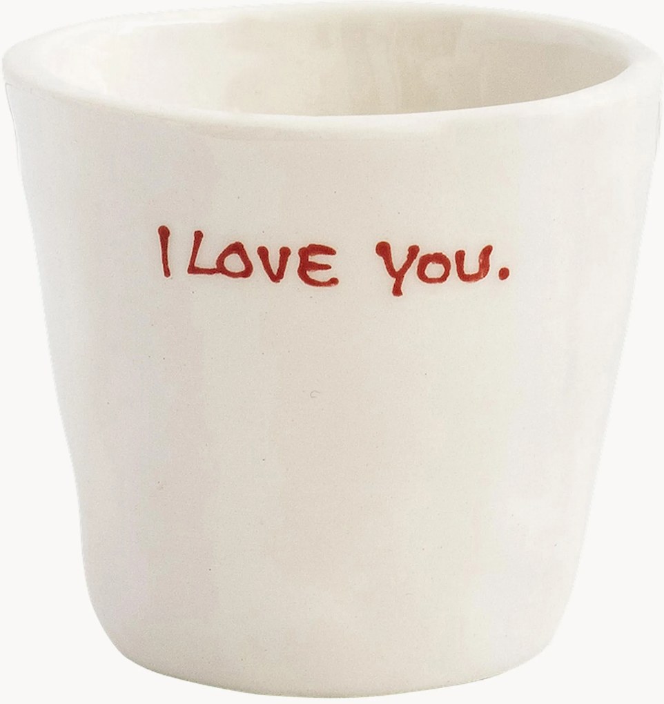 Ručne maľované šálky na espresso I Love You, 6 ks