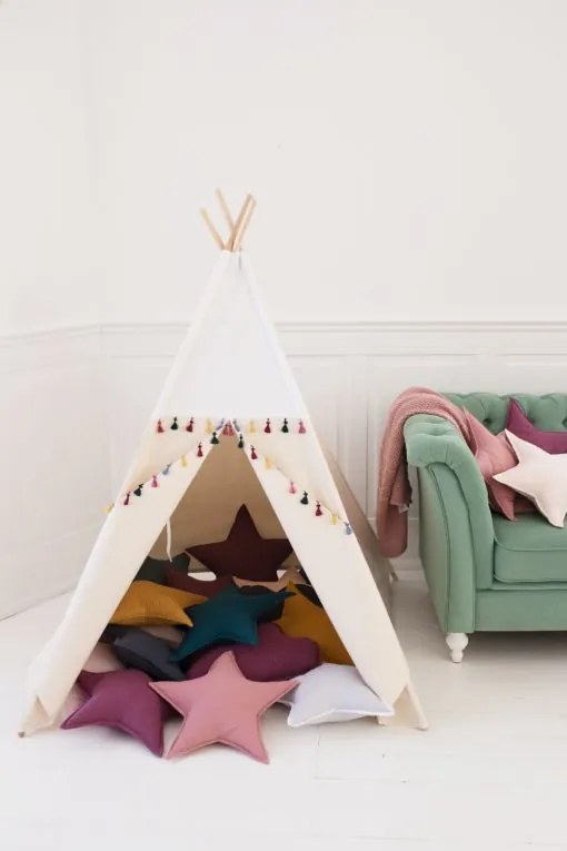 lovel.sk Detský teepee stan Tasel Boho - White