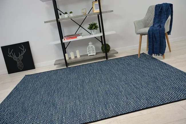 Koberec SIZAL LOFT 21144 ROMBY Cik Cak čierny / strieborný / nebeský