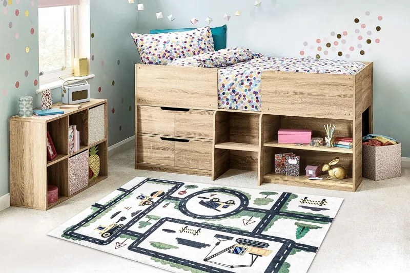 Detský kusový koberec Bambino 2223 Streets cars cream, 160x220, béžová, detská izba, Dywany Łuszczów