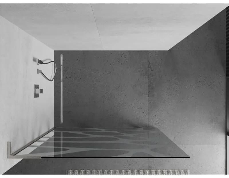Mexen Kioto L, sprchová zástena Walk-In 80 x 200 cm, 8mm číre sklo biely vzor, brúsená oceľ profil, 800-080-103-97-97