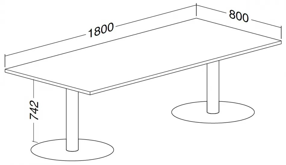 Konferenčný stôl ProOffice 80 x 180 x 74,2 cm, buk