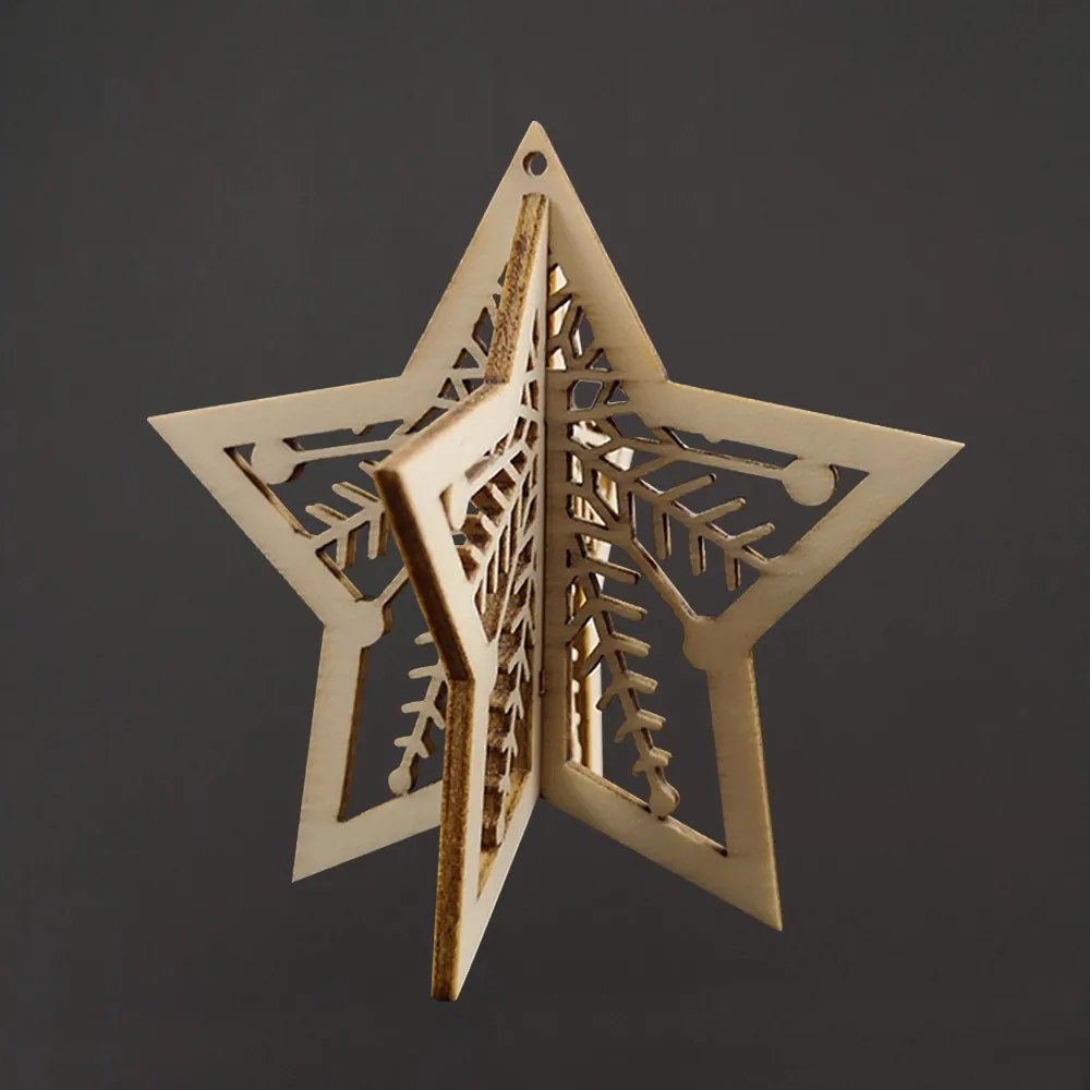 AMADEA Drevená 3D hviezda 8 cm, český výrobok