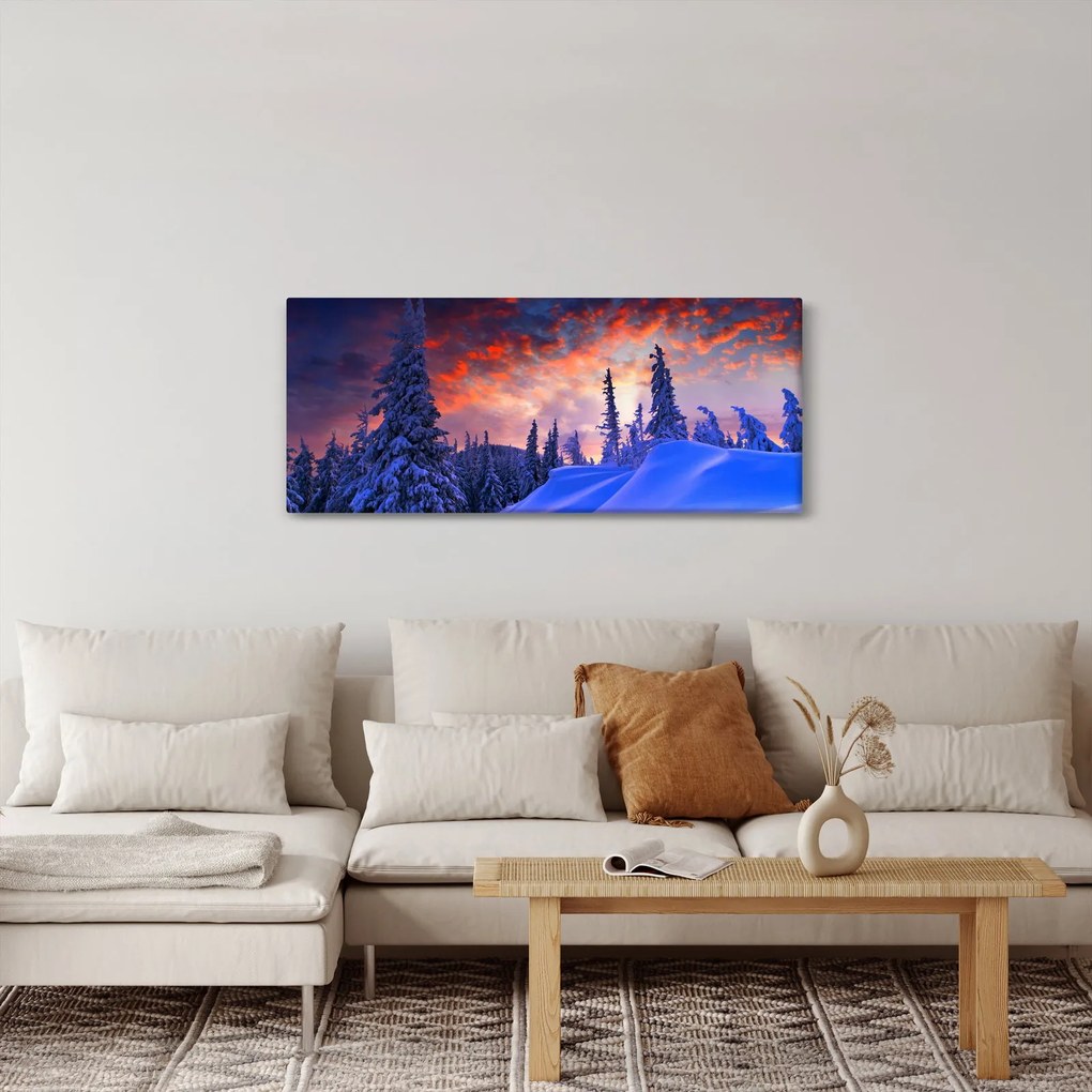 Obraz - Zimný súmrak (120x50 cm)