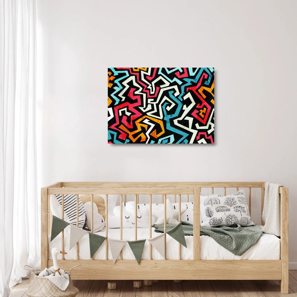 Sklenený obraz grafické abstrakcie (70x50 cm)