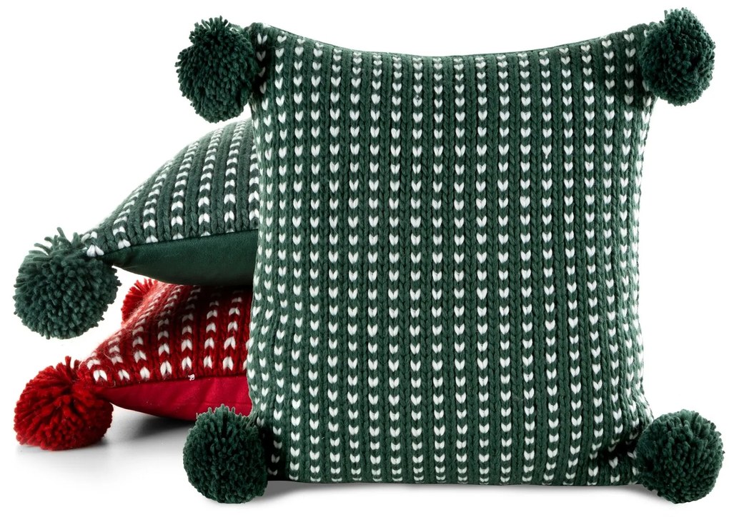 VIANOČNÁ DEKORAČNÁ OBLIEČKA NA VANKÚŠ SWEATER 45X45 CM ZELENÁ