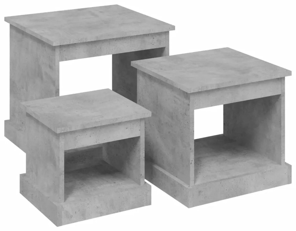 vidaXL Konferenčné stolíky 3 ks, betónovo sivé, kompozitné drevo