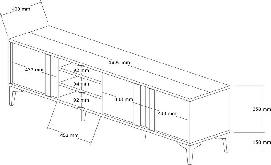 Mengu Atlantic Pine a Anthracite TV stolík