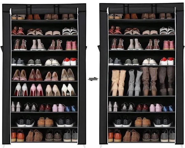 Úložná látková skriňa s policami MATIS 88x160 cm čierna