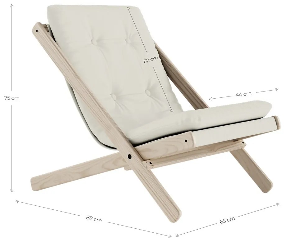 Sivé skladacie kreslo z bukového dreva Karup Design Boogie Raw/Linen