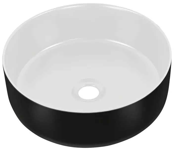 Sada keramického umyvadla s výpustí SIMPLE 36 cm bílé/černé
