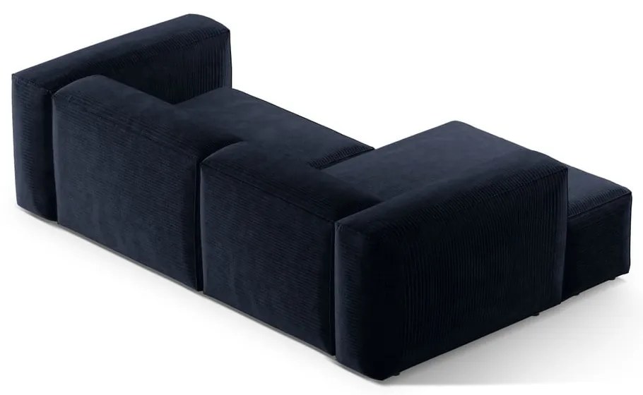 Tmavomodrá menčestrová rohová pohovka (ľavý roh/s leňoškou) Bergamo – Cosmopolitan Design