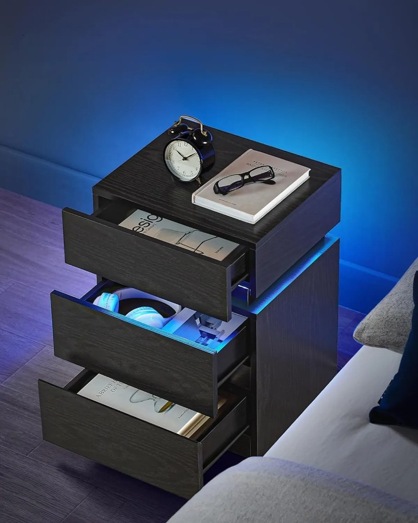 Nočný stolík Vasagle s LED osvetlením Defro čierny