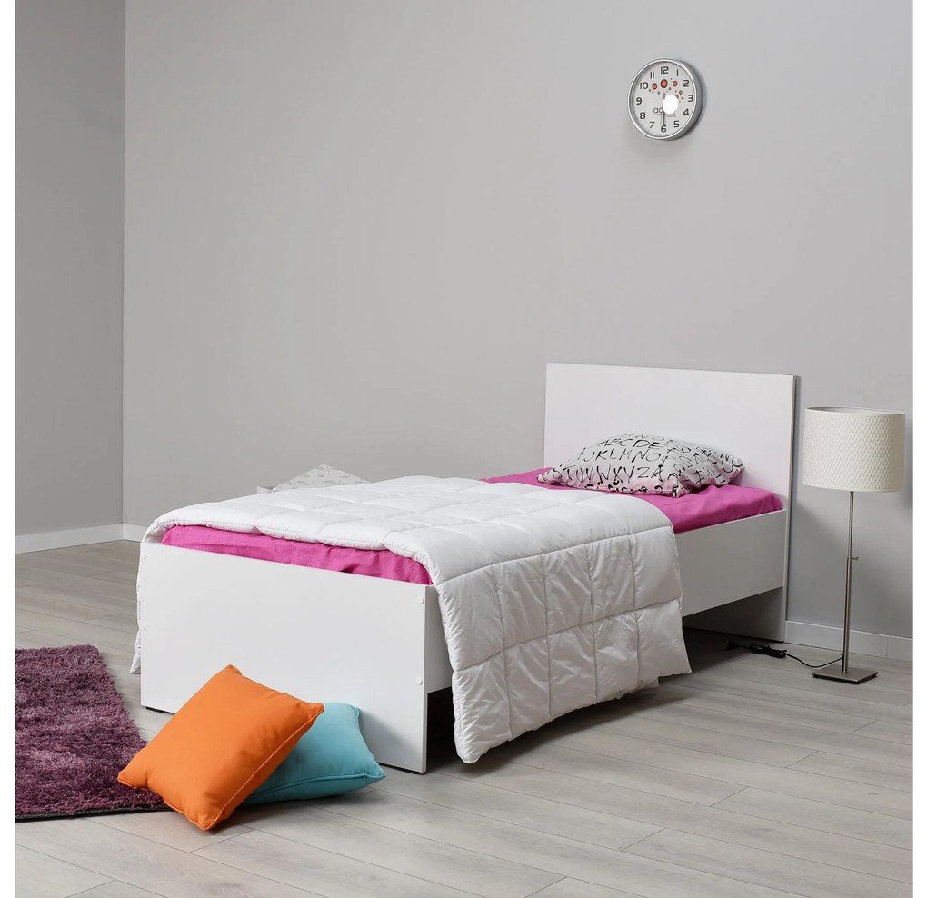 Jednolôžková posteľ 90 cm Vobima 1 (biela) (s roštom). Vlastná spoľahlivá doprava až k Vám domov. 1094823