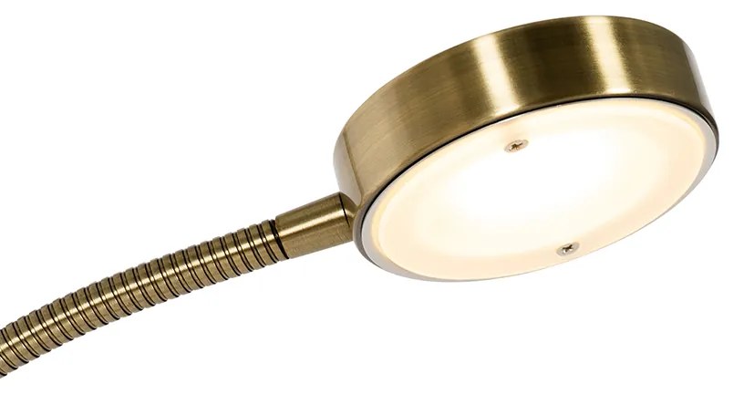 Stojaca lampa bronzová vrátane LED a stmievača s lampou na čítanie - Kelso