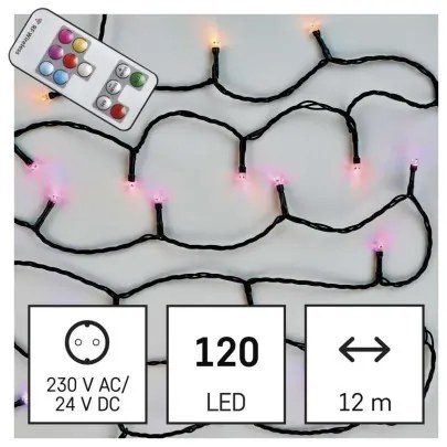 LED vánoční řetěz Mauve 12 m s časovačem, programy a ovladačem RGB