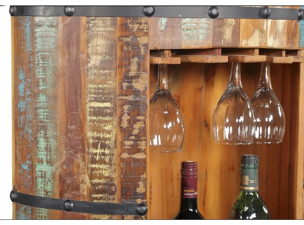 Vinotéka z recyklovaného dreva v prírodnej farbe na 8 fliaš, 60x115 cm Kaveri – Interia Home & Living