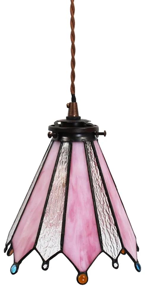 Závesná lampa Tiffany Flowerbell pink - 18*15*115 cm E14/max 1*25W