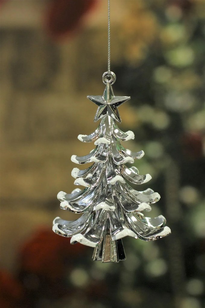 Strieborná závesná ozdoba vianočný stromček 12cm