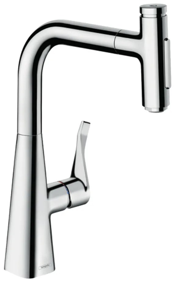 Hansgrohe Metris Select M71, kuchynská páková batéria s vyťahovacou sprškou, chrómová, HAN-73822000