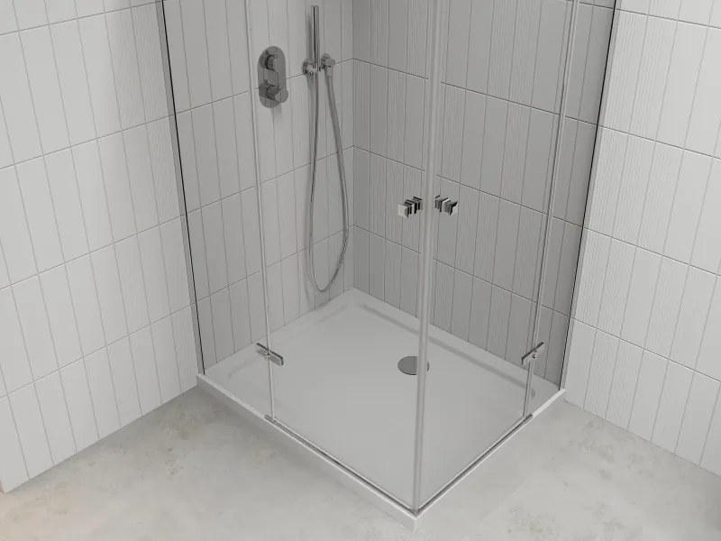Mexen Roma Duo, sprchovací kút 100 (dvere) x 90 (dvere) cm, 6mm číre sklo, chrómový profil + slim sprchová vanička 5cm biela, 854-100-090-01-02-4010