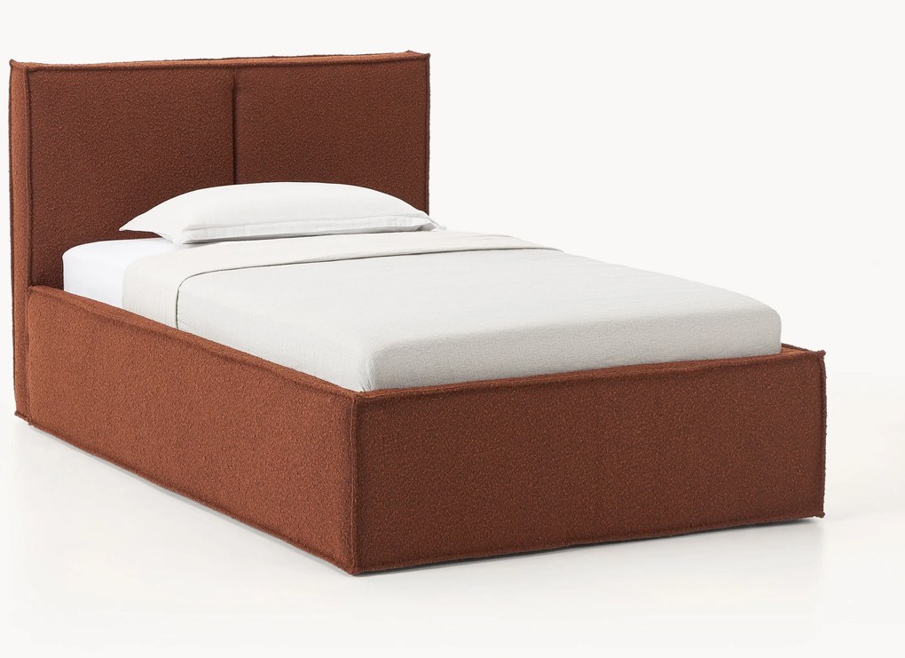 Buklé čalúnená jednolôžková posteľ s úložným priestorom Dream
