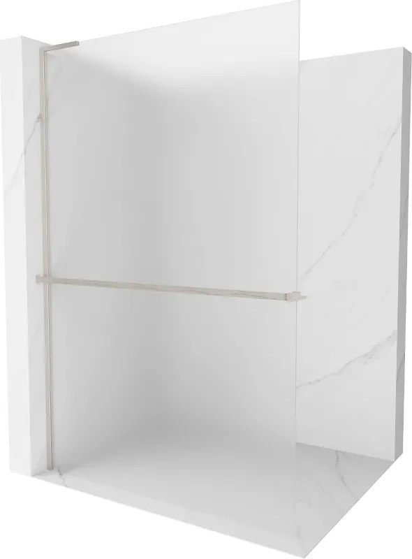 Mexen Kioto+ L skleněná sprchová stěna s policí Walk-in 70 x 200 cm, frosted, kartáčovaný nikel - 800-070-123-97-30