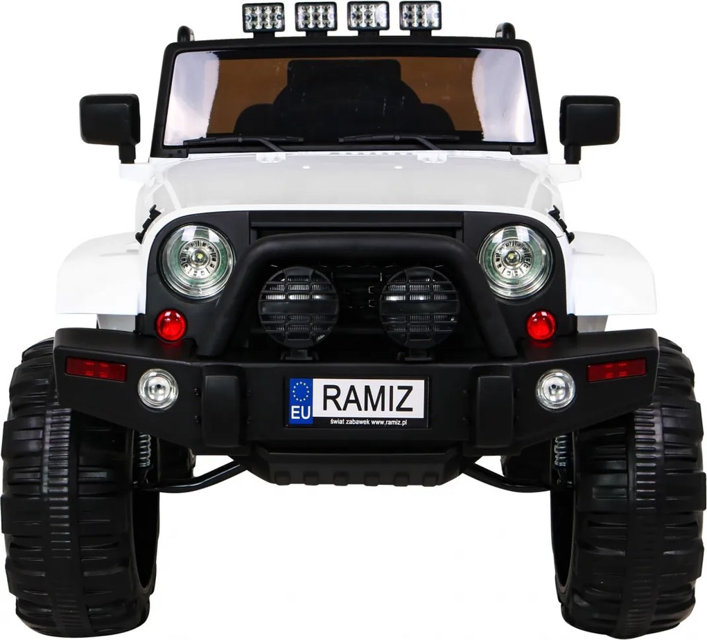 Ramiz Detský terénny biely džíp na batérie + diaľkové ovládanie + svetlá zvuky