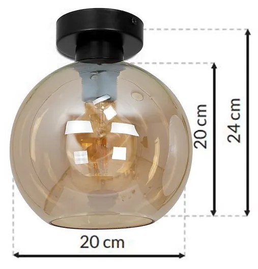 Stropné svietidlo Sofia, 1x jantárové sklenené tienidlo, b